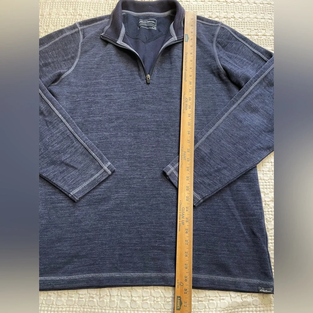 Eddie Bauer Rib‎ Knit 1/4 Zip Sweater Blue Large Tall (LT/TL)